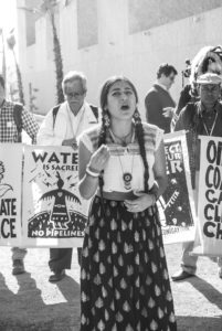 Niria Alicia Garcia Torres speaking inside the UN at the #NoDAPL action